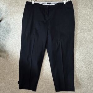 Talbots Perfect Crop Pants Straight Leg Flat Front Trouser Black Size 20W